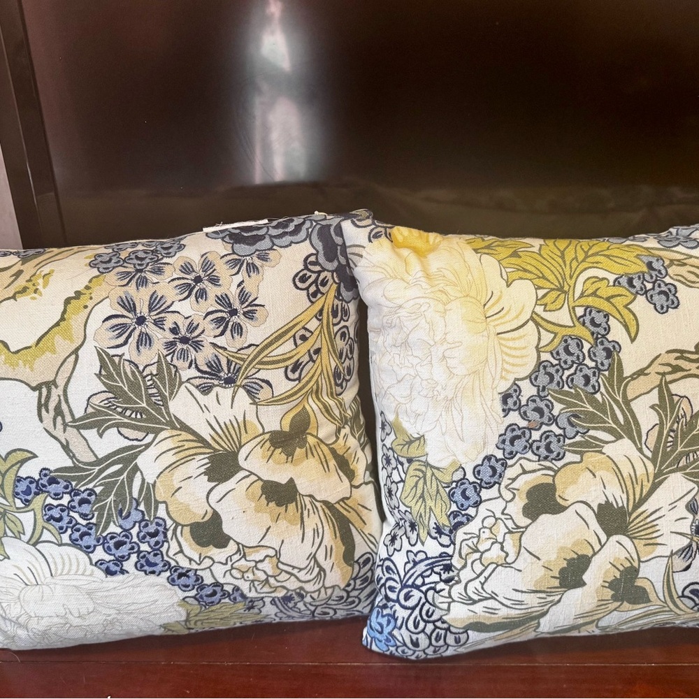 Allen + Roth Blue Floral Throw Pillows - Picture 2 of 2